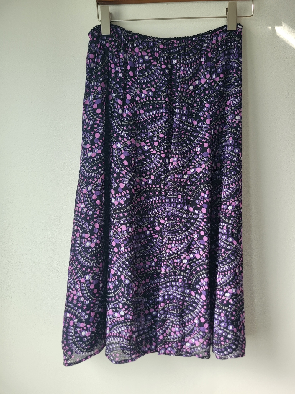 Women's Purple Printed Feminine Romantic modest Classic Midi Skirt